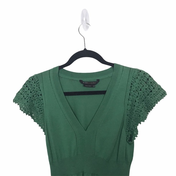 BcbgMaxAzria Green Silk Cotton Blend Knit Blouse - Picture 3 of 9